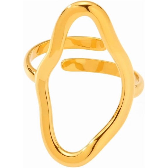 Irregular Line Ring for Women Hollow Geometric Ring Adjustable Open Finger Rings Minimalist Statement Fashion Jewelry Daily Wear
