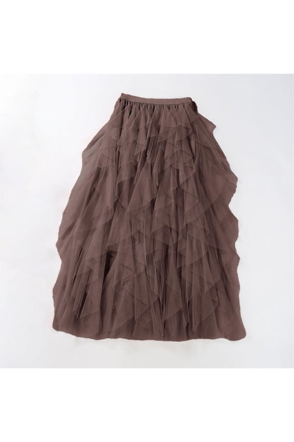 Irregular Mesh Half Length Skirt Women's Spring And Summer Multilayer Cake Skirt Poached Long Skirt Skirt High Slit Skirt High Low Skirts for Women Poodle Skirt for Girls Long Lace Skirt Hoop Skirt
