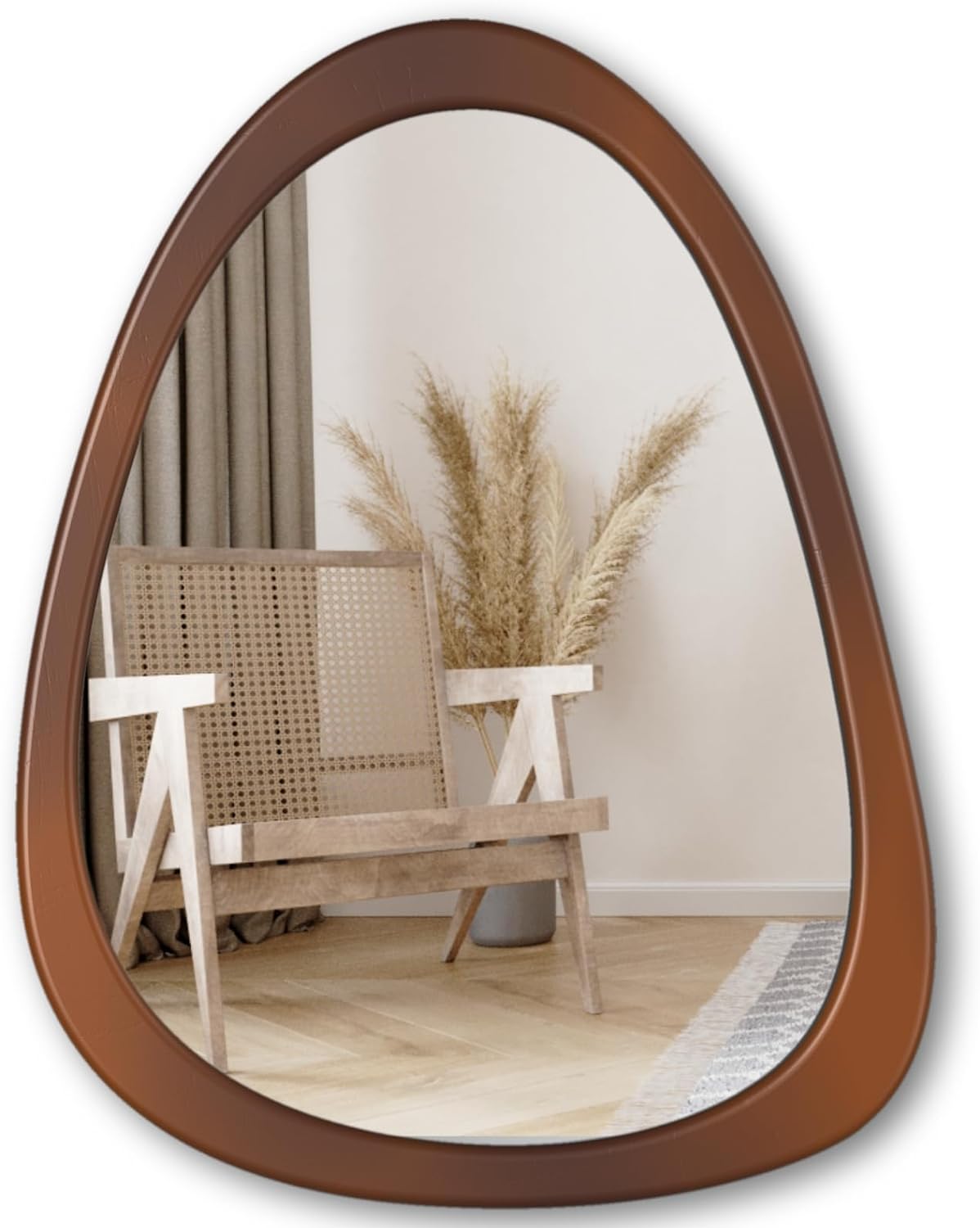 Irregular Mirror, Wood Wall Frame Mirror, Asymmetrical Decorative Wall