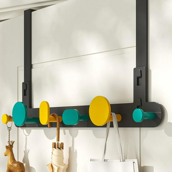 Irregular Modern Wall Mounted Coat Hooks, Colorful Wooden Wall Mounted Rack, Fashionable Clothes Coat Hat Storage Hanger with 5 Pegs Wall Hooks, Space-Saving Coat Hanger for Coats, Hats, Scarves, Key