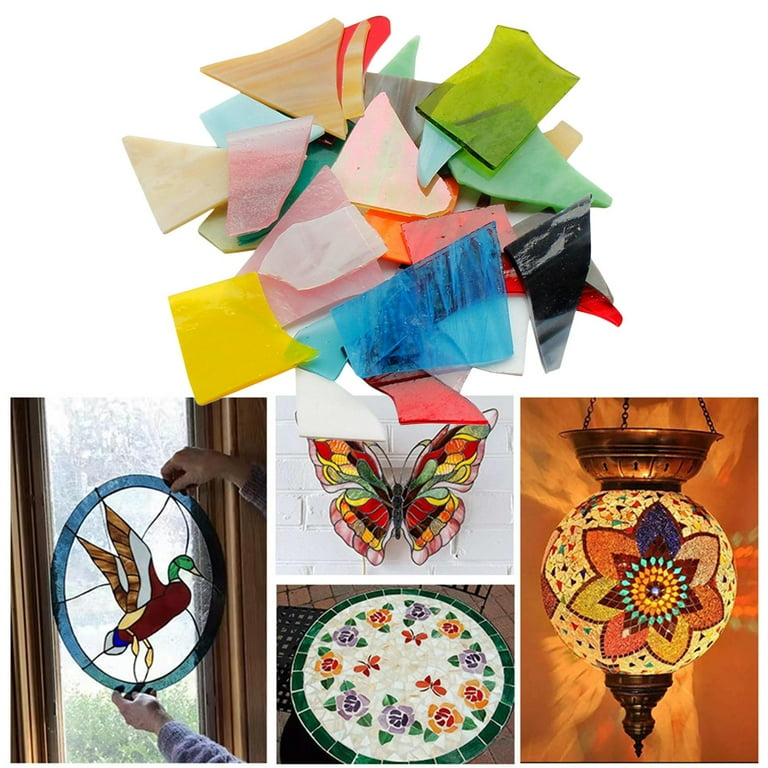 Irregular Mosaic Glass Pieces 500g for DIY Craft Crushed Stained Glass Tiles Assorted Colors and Shapes Mosaic Art Supplies Mixed Assorted Colors