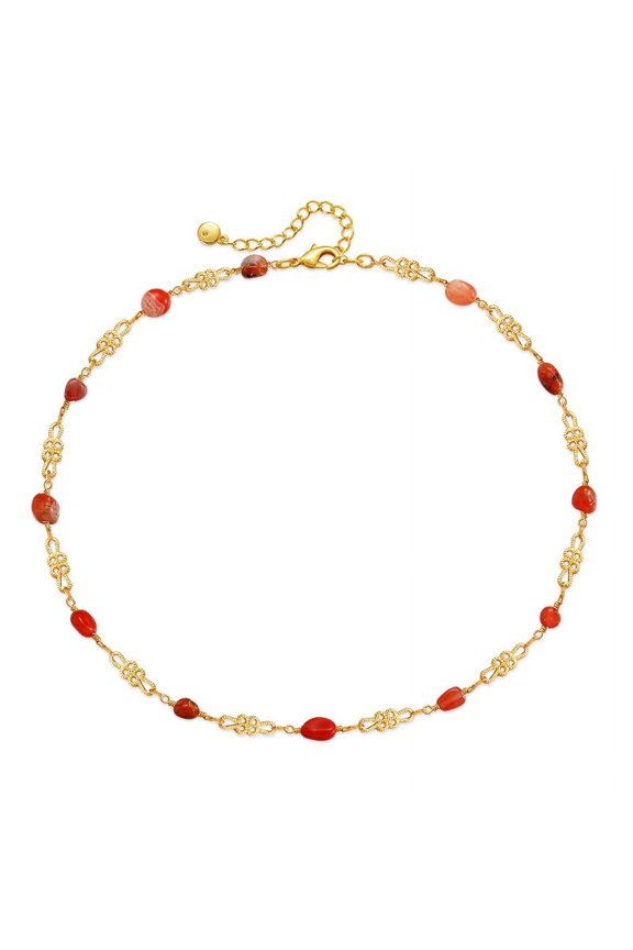 Irregular Natural Stone Orange Simple Choker Niche Bohemian Style Holiday Casual Necklace