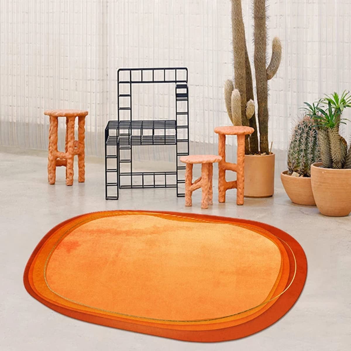 Irregular Oval Area Rug for Living Room Dining Room Premium Echo Circle