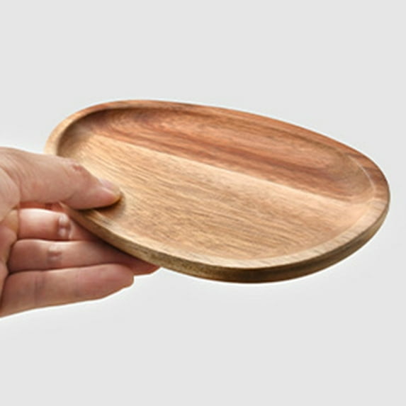 Irregular Oval Wooden Dinner Plate Serving Tray For Dishes Snack Fruit Dessert 17.5*10.8 YIWEI