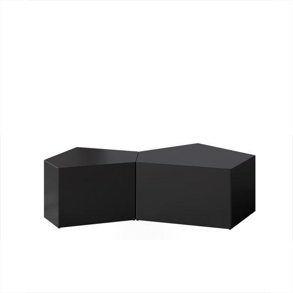 FunMay Modern Nesting Coffee Table Set, Irregular Pentagon, Black/MDF (2 piece)