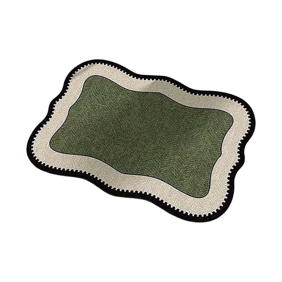 Irregular Shape Green Bathroom Carpet, Green Bath Mat, Cute Bath Mat, Highly Absorbent Non-Slip Quick Dry Floor Mat, Kitchen Living Room Home Use Rug (Curved Edge), Multi-size