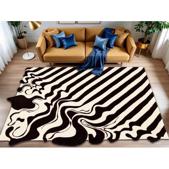 Irregular Shape Hand-Tufted Wool Area Rug | Soft High & Low Pile Carpet for Living Room, Bedroom & Home Décor (5 x 5 FT)