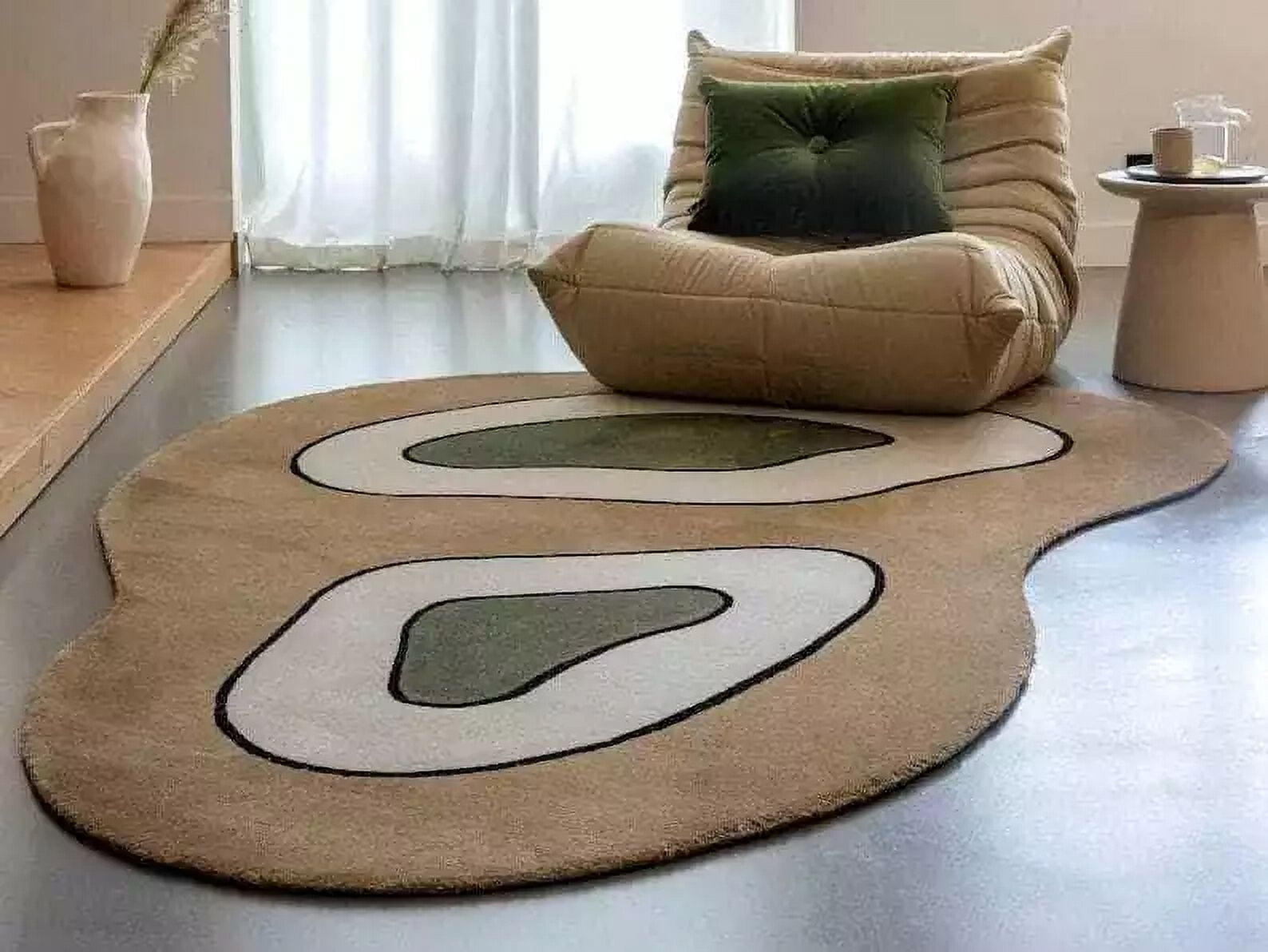 Pie Shape Rug Irregular Shape Multicolor Handmade Wool Rug Custom Hand-Tufted Area ...
