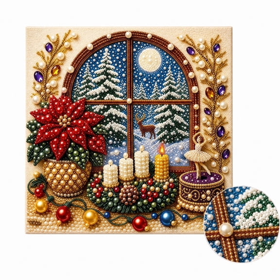 Irregular Shaped Faux Pearl Painting Kit with Embroidery Hoop 7.9 in DIY Creative Craft Set for Home Wall Decor and Handmade Art Activities