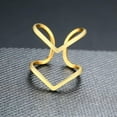 thumbnail image 1 of Irregular Shaped Hollow Band Stainless Steel Women's 18K Gold Plated Ring Sz 6-9, 1 of 6