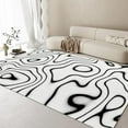 thumbnail image 1 of Irregular Shaped Wave Area Rug, Abstract Illusion Rug, Black Lines Home Decorative Floor Mats, Living Room Bedroom Dining Room Indoor Soft Low Pile Carpet 3 x 4ft, 1 of 6