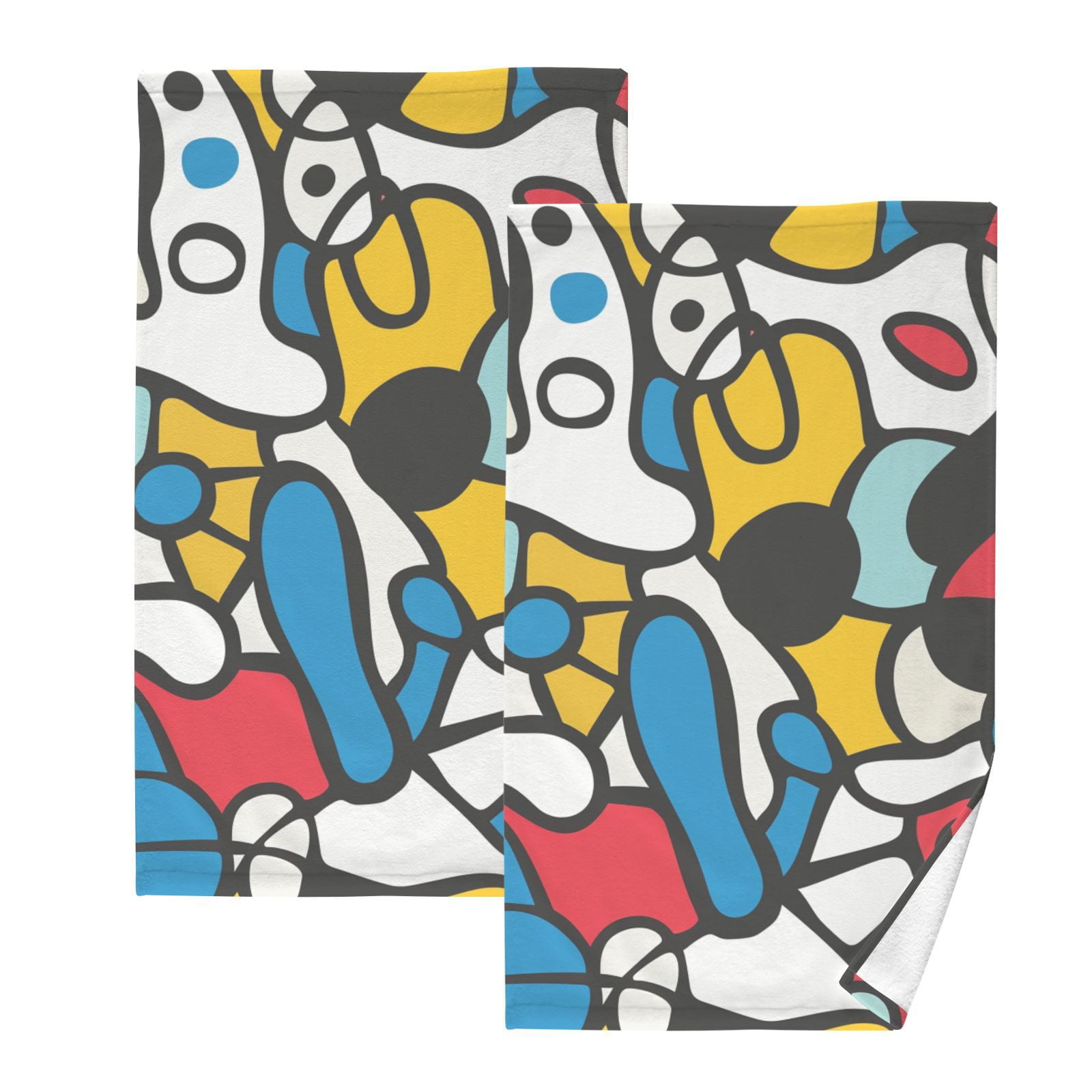 Irregular Shapes Hand Towels Cotton Bath Towels Large Face Towels Absorbent for Bathroom 2 Packs
