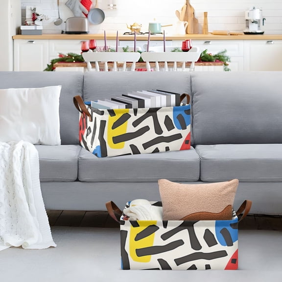 Irregular Shapes Line Storage Bins with Handles Foldable Storage Baskets for Shelves Organizer Cloth Baskets