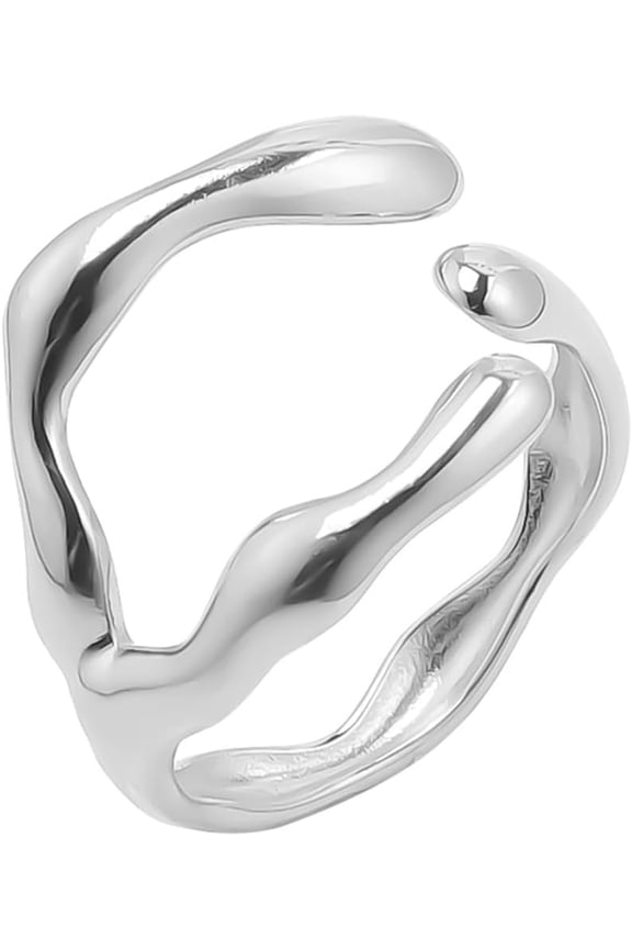 Irregular Stainless Steel Open Ring Minimalist for Women Men Unique Style Design Stacking Ring Personalized Finger Comfort Fit Jewelry Birthday Christmas Gifts Simple Statement Rings