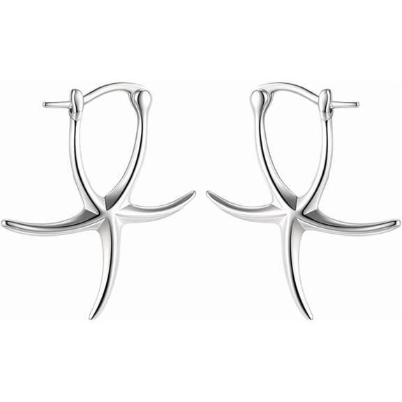 Irregular Starfish Hoop Earrings for Women Minimalist Silver Plated Earrings Ocean Style Beach Hoops Engagement Fashion Jewelry Daily Wear