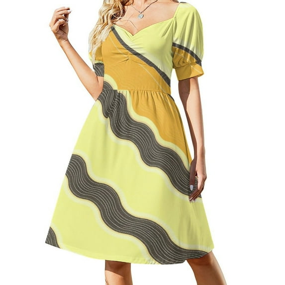 Irregular Stripe Short Sleeved Dress Dresses Gala Dresses for Special Events