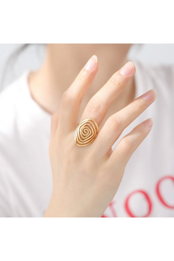 Irregular Swirl Geometric Ring Women 14K Yellow Gold Exaggerated Open Finger Rings 2025 Fashion Jewelry Birthday Gift