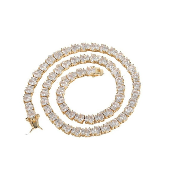 Irregular Tennis Necklaces for Women 18K Gold Plated Baguette/Oval Cut Lab Gold Diamond Necklace Chain CZ Necklaces for Women Party Prom Jewelry Necklace