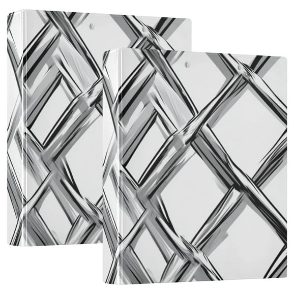 Irregular Texture Pattern 12.4x10.6in PVC Round Ring Binders, 2-Pack, D-Ring 3-Hole, Metal Clip