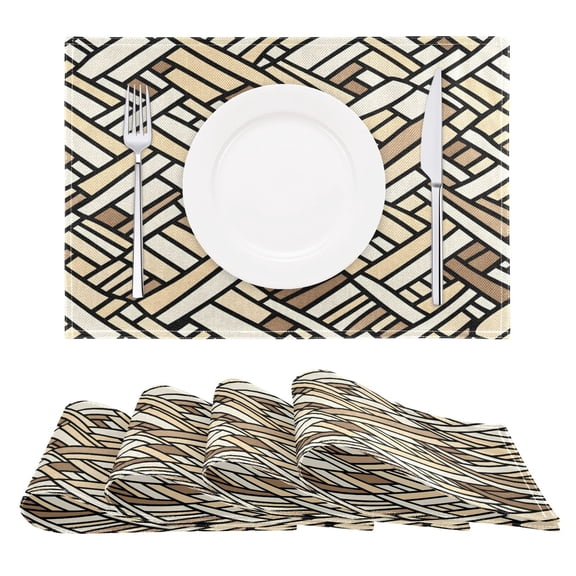 Irregular Texture Placemats Set of 6 Coffee Mats, Non Slip Backing 18x12 Inch for Home and Restaurants