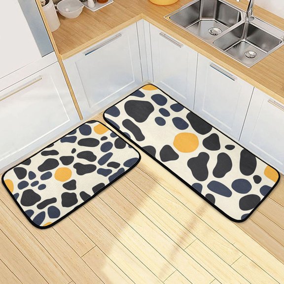 Irregularly Shaped Spot Kitchen Mat Set of 2 Cushioned Non Slip Rugs for Bedroom Floor Runner Mats