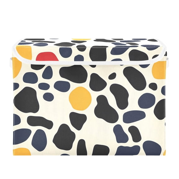 Irregularly Shaped Spot Large Storage Bins with Linen Collapsible Lid Storage Box 16.7 x 12.6 x 11.8in