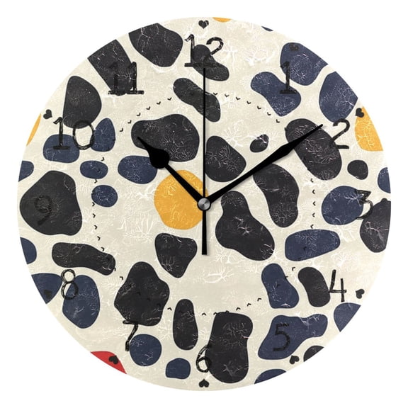 Irregularly Shaped Spot Round Wall Clock Silent Battery Operated Home Decor for Living Room Bedroom