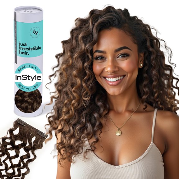Irresistible Me 3A Curls Real Human Hair Extensions Clip Ins 100% Human Hair Clip In Extensions for Length & Volume Invisible Extension Heat Resistant & Dyeable Light Brown, 14 Inches