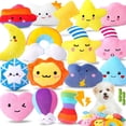 thumbnail image 1 of Irresistible Weather-Themed 20-Pack Squeaky Dog Toys Set for Small Dogs & Puppies, Included 16 Plush Toys with Vibrant Characters to Keep Them Busy & 4 Dog Bags, 1 of 6