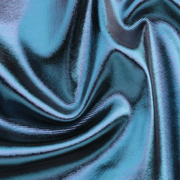 Irridescent navy Foil Spandex fabric for fashion and upholstery