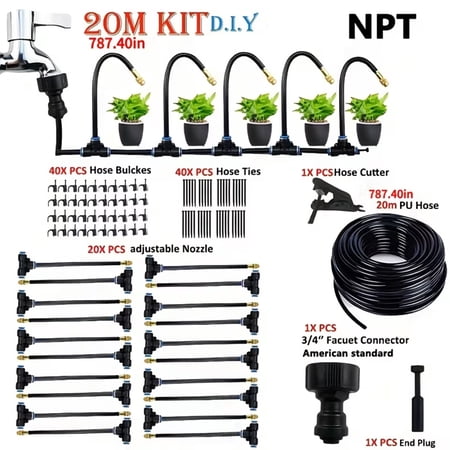 Irrigation Spray Nozzles, 20 Pcs 8mm Misting Nozzle, Adjustable Copper Atomizing Nozzle, Suitable for Watering Irrigation System for Lawn Terrace Garden