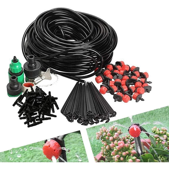 Irrigation System 25m, Irrigation Sets Micro Drip Irrigation Kit Automatic Sprinkler Drip Irrigation Garden Irrigation for Landscape, Flower Bed, Patio Plants,GTICPHYJ