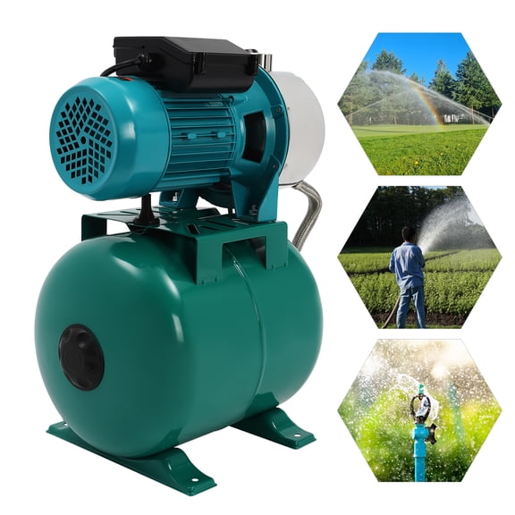 Irrigation Water Pump, Shallow Well Pump with Pressure Tank, Water Pump Booster System for Home, Farm, Pool