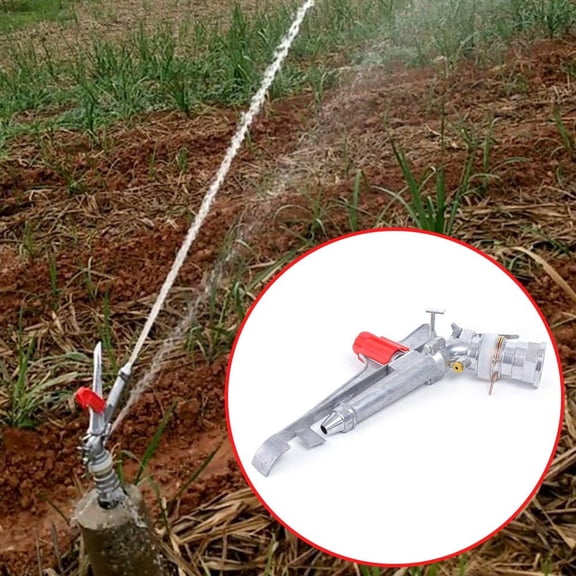 Irrigation Zinc Alloy Sprinklers, Agriculture Large-Area Irrigation Spray Gun Sprinkler, 360Adjustable Watering Sprayer Gun, Silver+Red