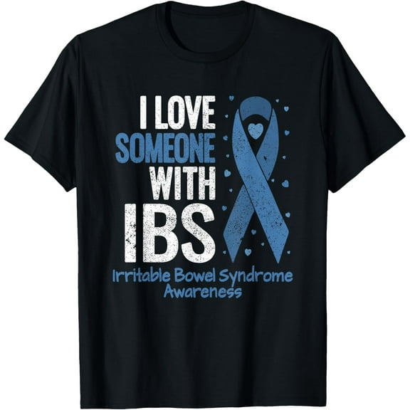Irritable Bowel Syndrome Shirt I love Someone with IBS Retro T-Shirt men and women can wear, black, white, gifts