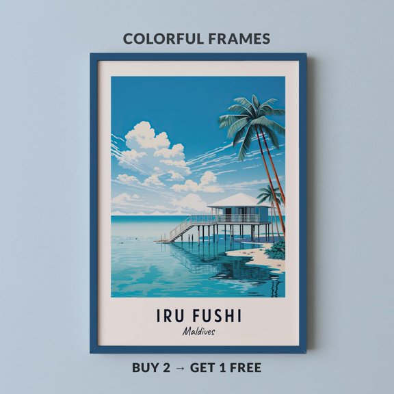Iru Fushi Maldives Travel Wall Art Print, Island Decor
