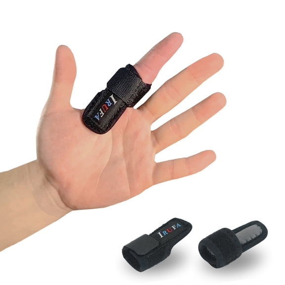 Irufa 3D Breathable Finger Splint - Latex Free, with air cushioneffect, Black, One Size