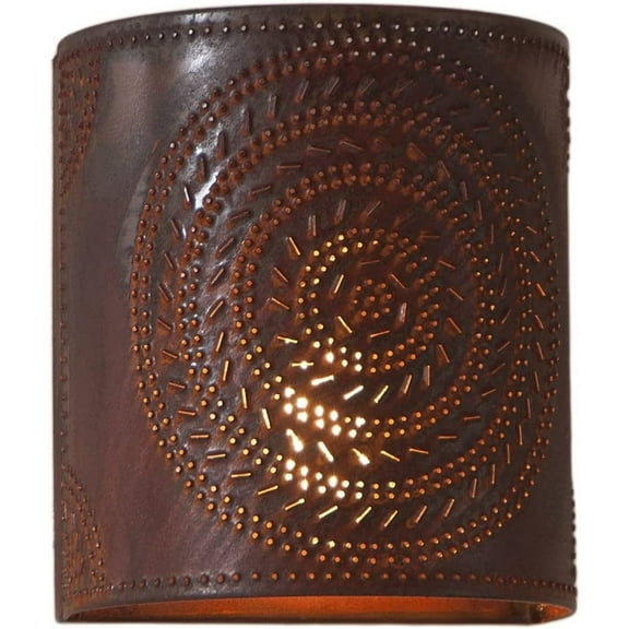 Irvin's Country Tinware 724CRT - Chisel Pattern One-Light Wall Sconce in Rustic Tin