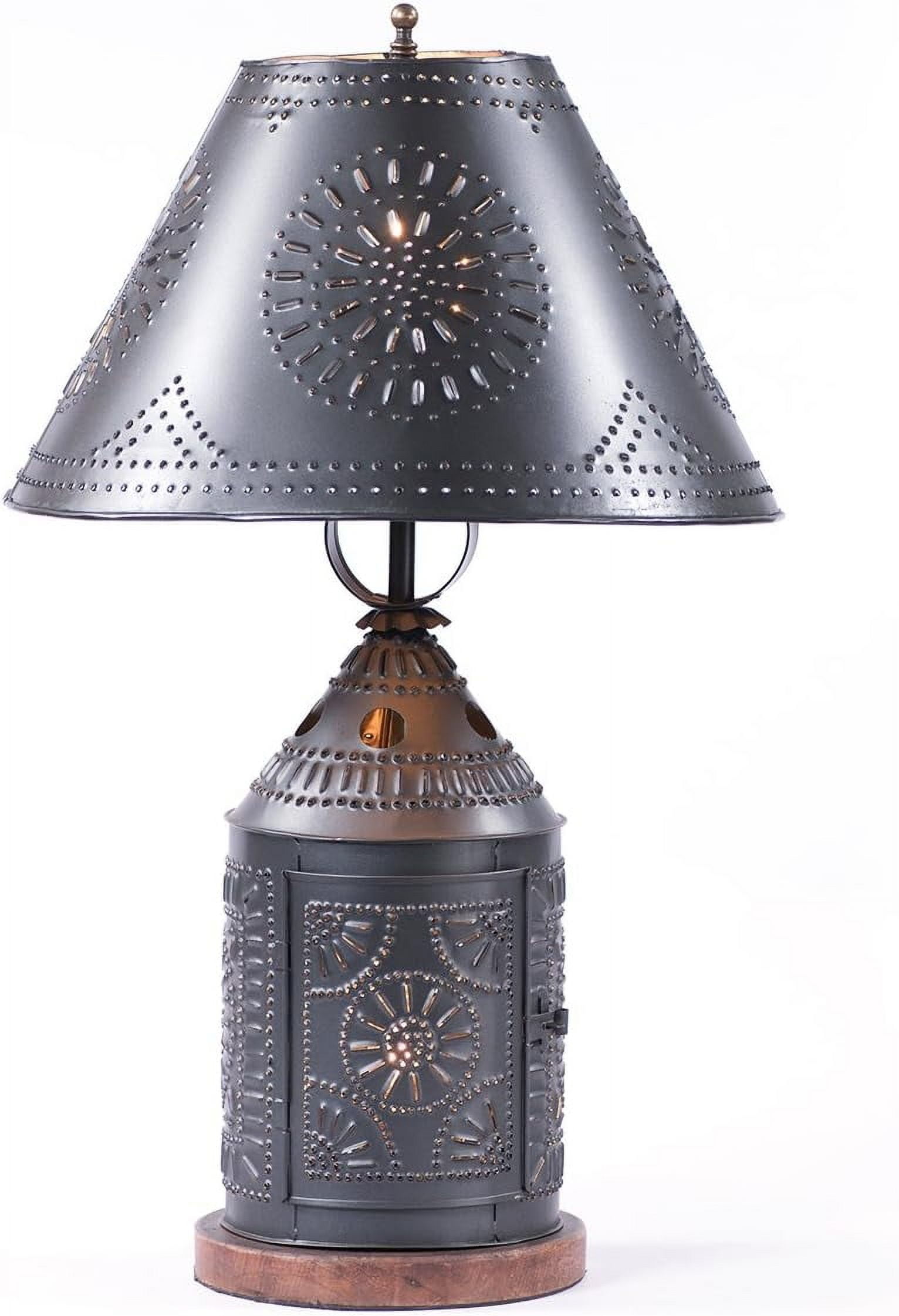 Irvin's Country Tinware Tinner's Revere Smokey Black Finish Table Lamp