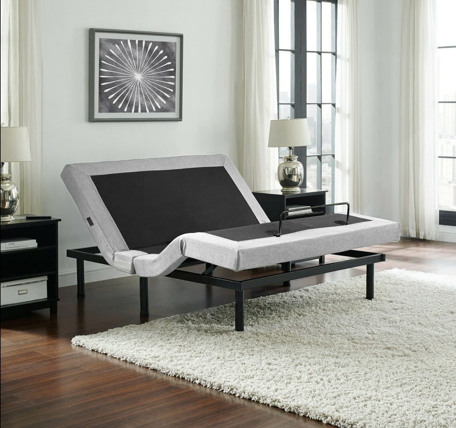 Irvine Home Collection King Adjustable Bed Base Full Body Massage