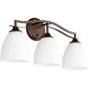 Irvine Reach 3 Light Bathroom Light in Bailey Street Home Home Collection Style 21.5 inches Wide By 10.25 inches High-Oiled Bronze Finish-Satin Opal