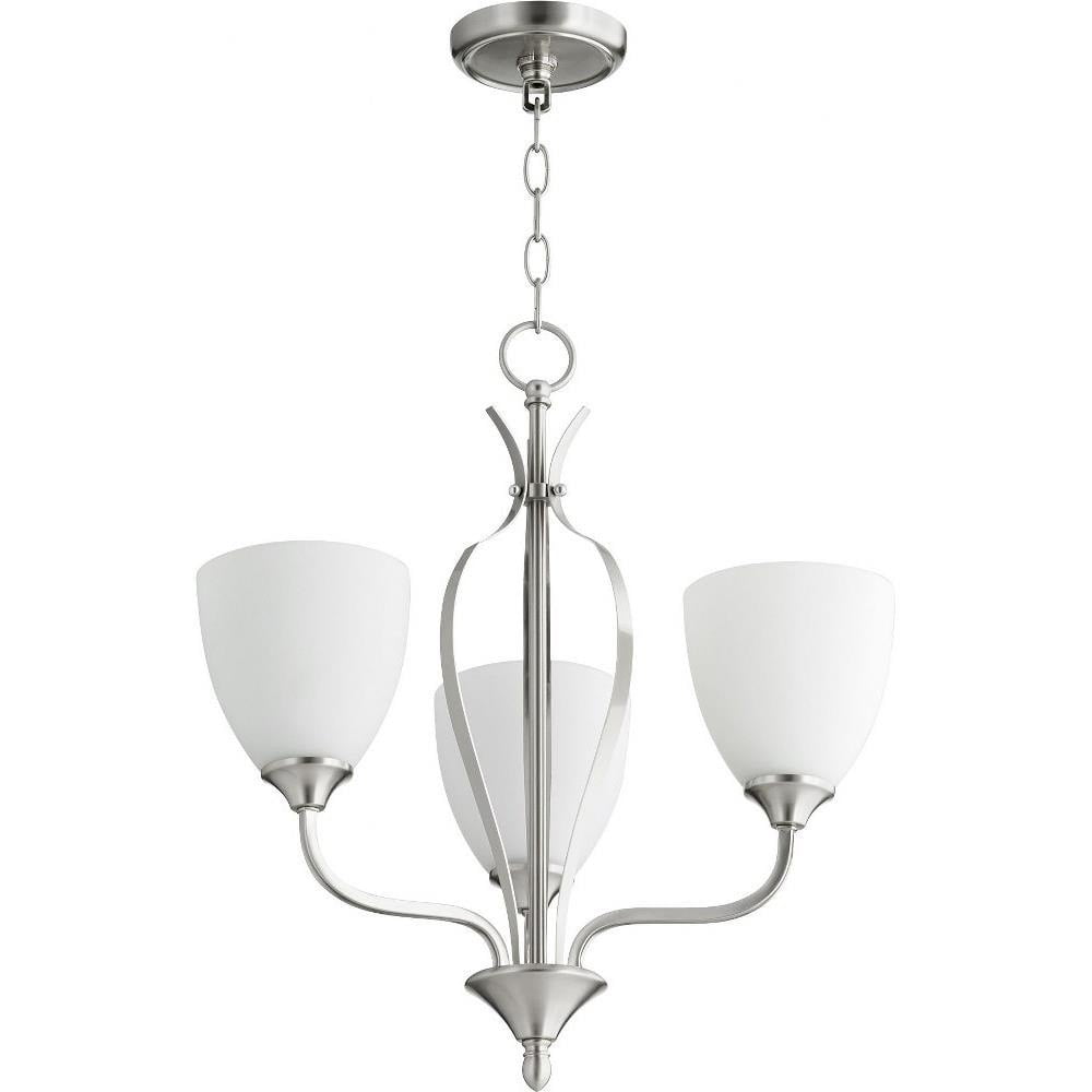 Irvine Reach 3 Light Chandelier in Bailey Street Home Home Collection Style 20 inches Wide By 21 inches High-Satin Nickel Finish-Satin Opal Glass