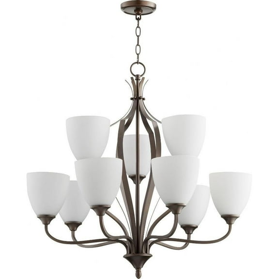 Irvine Reach 9 Light 2-Tier Chandelier in Bailey Street Home Home Collection Style 30 inches Wide By 28 inches High-Oiled Bronze Finish-Satin Opal