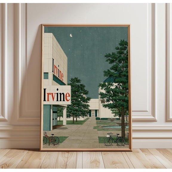 Irvine Travel Campus Walk Print Green Wall Art, Unframed Paper Print