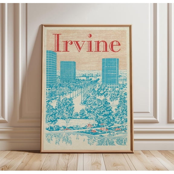 Irvine Travel Modern City Print California Wall Art, Unframed Paper Print