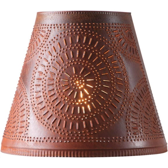 Irvins Country Tinware 14-Inch Fireside Lamp Shade with Chisel in Rustic Tin
