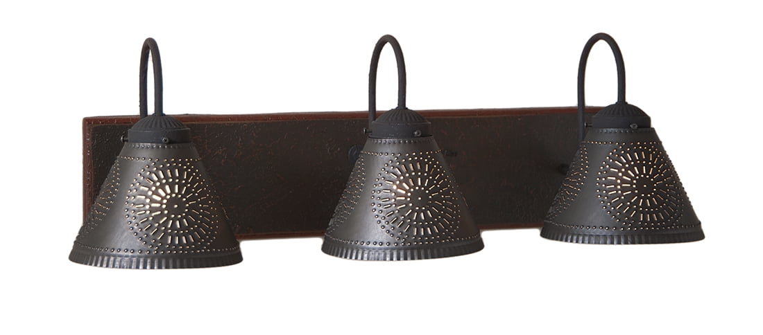 Espresso and Black 26" Wooden Vanity Light with Textured Shades