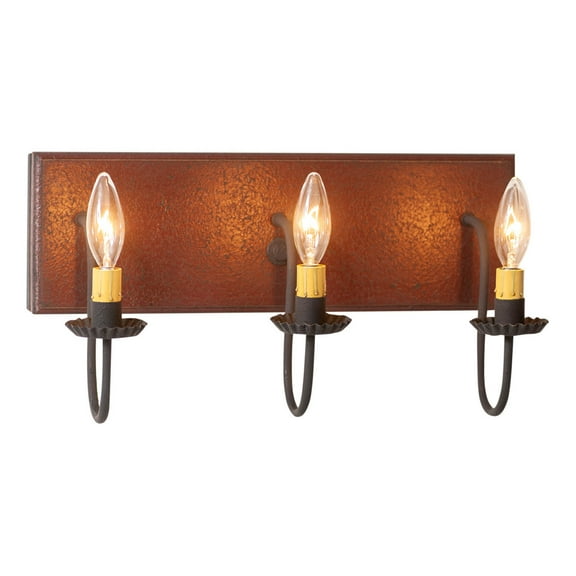 Irvins Country Tinware 3 Light Vanity Light in Plantation Red