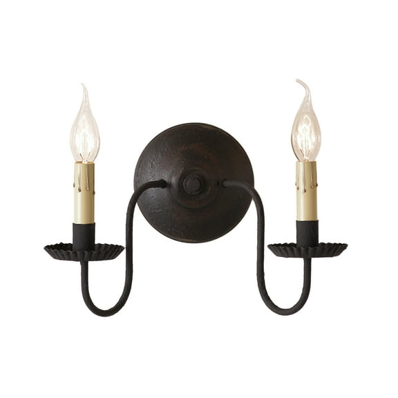 Irvins Country Tinware Ashford Wall Sconce in Black over Red 9 inches High