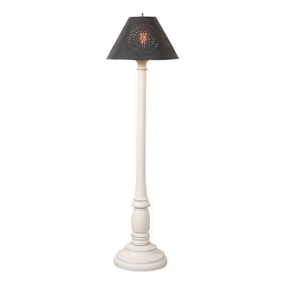 Irvins Country Tinware Brinton Floor Lamp Rustic White w/ Metal Shade